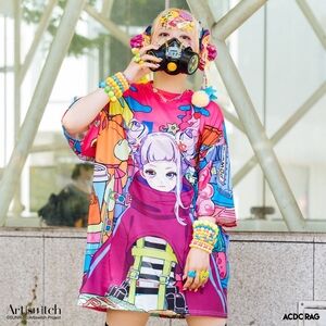 ACDC Rag Harajuku Fashion (Japan) Colorful Graphic Oversized T-Shirt Sold Out